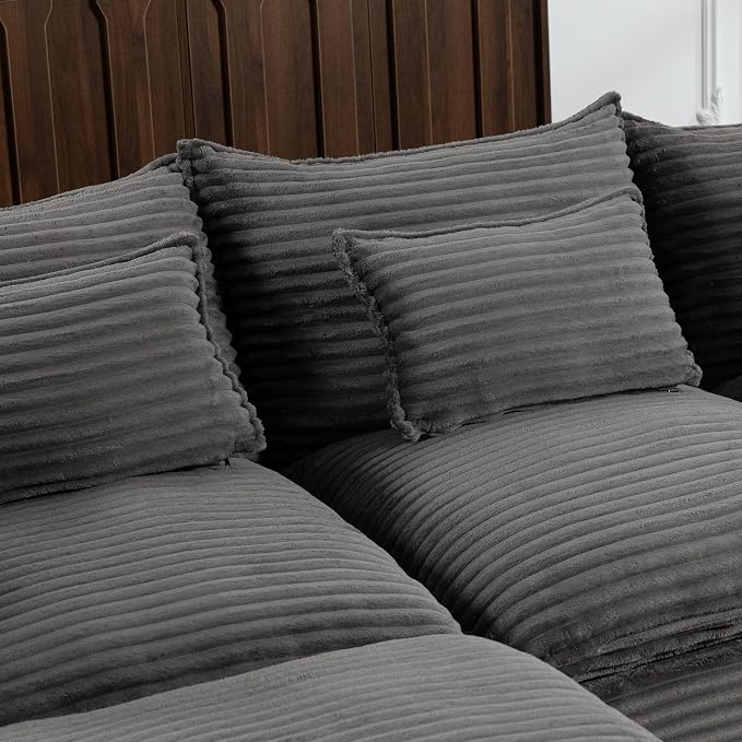 Boneless Couch Sectional Sofas Cloud Couches for Living Room | 130'' Modern Modular Cloud Sofa with Pillows and Ottoman for Bedroom