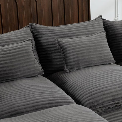 Boneless Couch Sectional Sofas Cloud Couches for Living Room | 102.3'' Modern Modular Cloud Sofa with Pillows and Ottoman for Bedroom