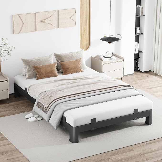 MAF 6 Inch King Metal Platform Bed Frame with Anti-Collision Round Legs, Black 3500 Lbs Heavy Duty Bed Frame Steel Slats Support, No Box Spring Needed, Easy Assembly