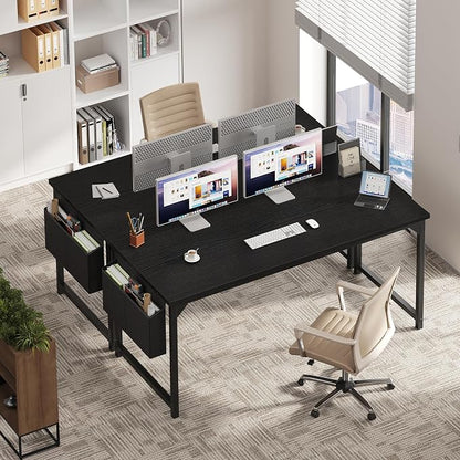 OLIXIS Computer Desk, 63 Inch Home Office Desks for Small Spaces, Writing Craft Study Gaming Table for Bedroom, Modern Computer Workstation with Storage Bag, Black