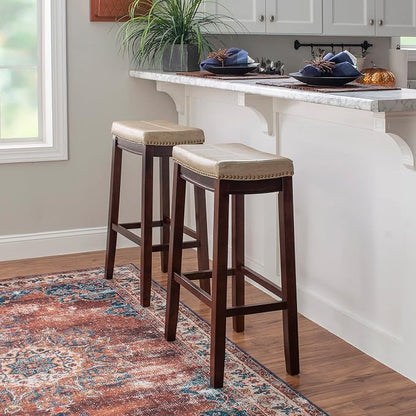 Linon Carson Cream Backless Bar Stool, Off-White