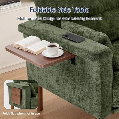 Vipbear 69" Loveseat Sofa,Modern Couches for Small Spaces,Green Chenille Love Seat Couch for Living Room,Bedroom,Apartment,Office,Deep Seat,Armrest Tabletop,Throw Pillow