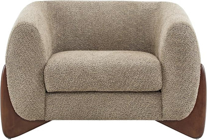 Christopher Knight Home Holly Modern Boucle Fabric Upholstered Club Chair for Living Room, Home Office, Apartment, Relaxing Chair with Removable Cushion and Birch Wood Legs, Light Brown