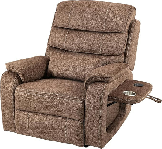 JIKFRIMA Power Lift Recliners Chairs for Elderly Adults Lay Flat Recliner with Heat & Massage, Wireless Charging Device, USB Ports, Cup Holder, Lumbar Pillow, 400Lbs (Grainy Fibric,Caramel Brown)