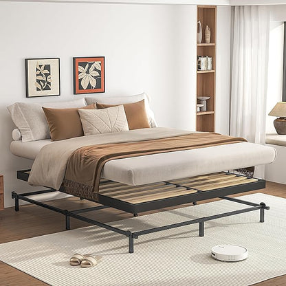 VIPSHOW 2 Inch Wood Slat California King Box Spring with Round Corners - 3000 lbs Capacity, Low Profile Bed Slat Replacement Bunkie Board with Metal Frame, Noise-Free, Easy Assemble, Black