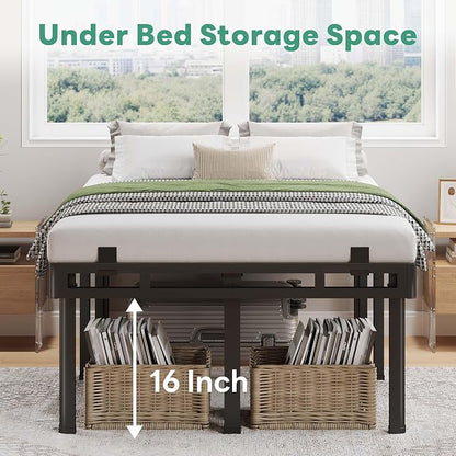 Superay California King Bed Frame, 20 inch Metal Bed Frame & Box Spring 2 in 1 Platform with Rounded Legs, Double Layer Bed Frame with Matress Gasket & headboard Adapter, Support Up to 4000lbs