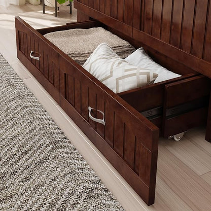 AFI, Southampton Murphy Bed Chest Full with 6" Mattress, Built-in USB Charger & Storage Drawer, Walnut