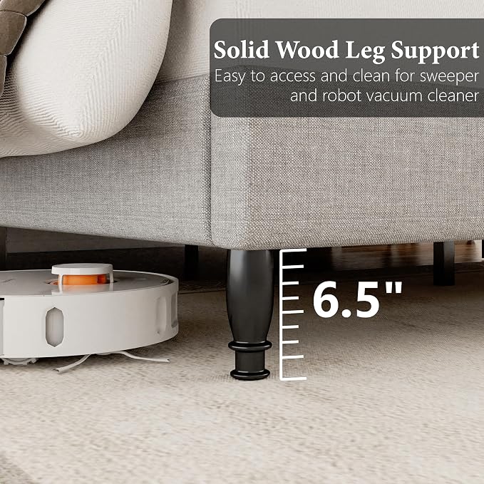 Queen Bed Frame with 50.4" Tall Wingback Headboard, Upholstered Platform Bed with Wood Slats, 1000 lbs Capacity, No Box Spring Needed, Easy Assembly, Beige
