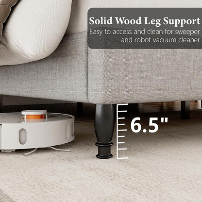 Queen Bed Frame with 50.4" Tall Wingback Headboard, Upholstered Platform Bed with Wood Slats, 1000 lbs Capacity, No Box Spring Needed, Easy Assembly, Beige