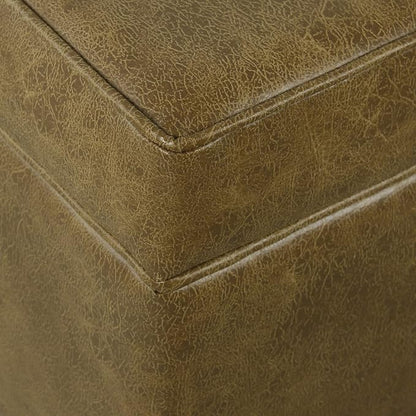 HomePop 18" Square Storage Ottoman - Distressed Brown Faux Leather