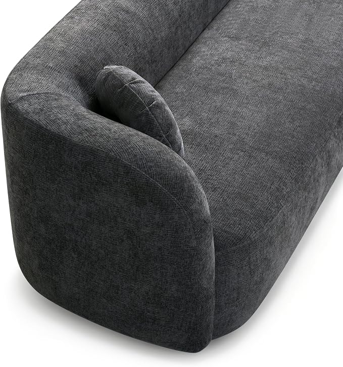 Curved Sectional Sofa with Chaise, 128" Oversized Cloud Couch, Chenille Fabric, High-Density Foam, Deep Seating, No Assembly, L-Shaped Sectional, Modern Living Room Sofa, Gray+Charcoal
