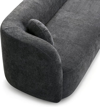Curved Sectional Sofa with Chaise, 128" Oversized Cloud Couch, Chenille Fabric, High-Density Foam, Deep Seating, No Assembly, L-Shaped Sectional, Modern Living Room Sofa, Gray+Charcoal