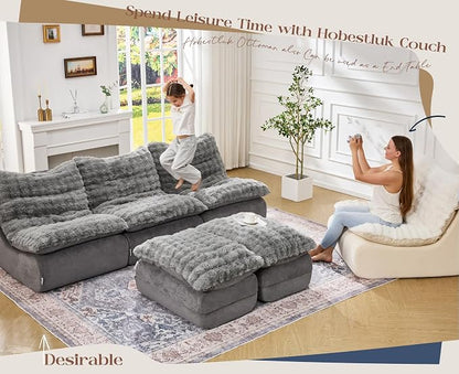 Hobestluk Sofa Couch Foam Sofa for Small Spaces Comfy Sofas with footrest Couch Recliner Small Sofas for Living Room, Bedroom, Apartment (Grey)