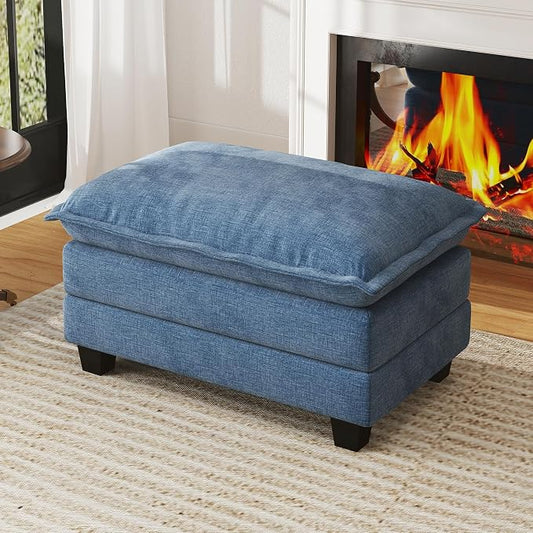 WorthFurni Cloud Couch Ottoman Modular Sectional Sofa, Comfy Deep Seat Cushion for Apartment Living Room Bedroom (Blue)
