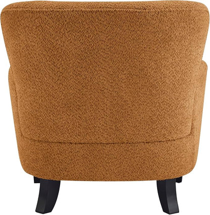 Christopher Knight Home Colby Boucle Upholstered Club Chair, Living Room Accent Chair, Wooden Frame, Flared Armrest, Plush Thick Cushion, Reading Lounge Chair, Space-Saving Furniture, Black+Caramel