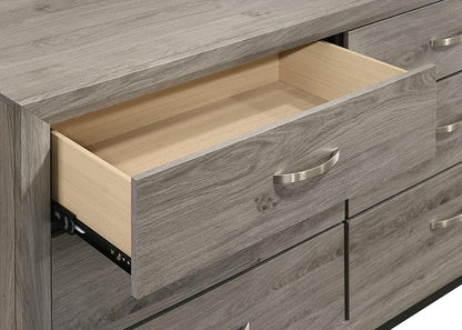 Coaster Home Furnishings - Valen - Wood - 6-Drawer Dresser with Curved Pull Handles, Groove Detailing, and Nickel Hardware - Bedroom - Light Taupe - 215913