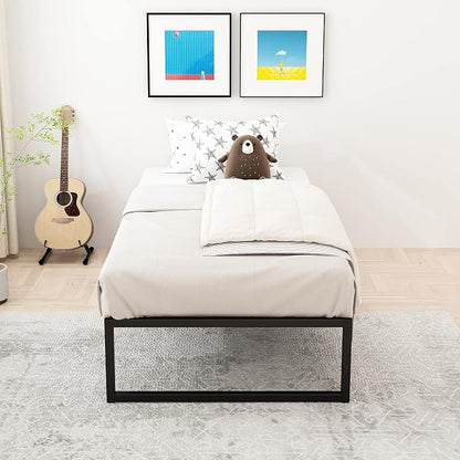 Lutown-Teen 14 Inch Twin XL Bed Frames Heavy Duty Sturdy Metal Platform Bed Frame No Box Spring Needed, Noise Free, Easy Assembly, Black