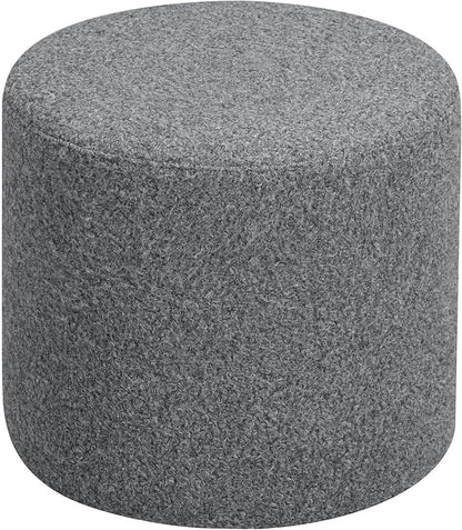 Studio Living Wentworth 19" Round Ottoman, Urban Transitional, Fully Assembled, Faux Sherpa Fabric, Gray
