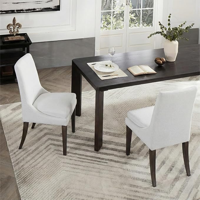 KISLOT Upholstered Dining Chairs Modern Sidechair Performance Fabric High Back Armlesschair for Diningroom Kitchen,White,Set of 2(1 Box)