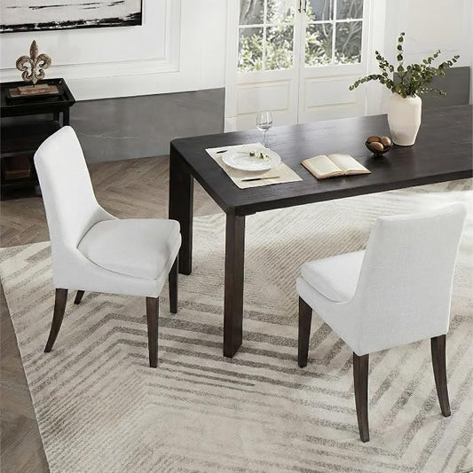 KISLOT Upholstered Dining Chairs Modern Sidechair Performance Fabric High Back Armlesschair for Diningroom Kitchen,White,Set of 2(1 Box)