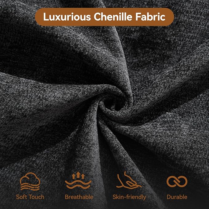 170''Modular Sectional Couches for Living Room, Cloud Boneless Compressed Sectional Sofa, Oversized U Shaped 8 Seater Upholstered Memory Foam Sofa, No Assembly, Chenille Black