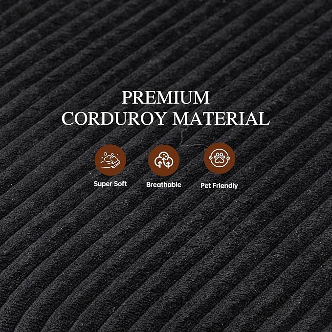 Sectional Couches for Living Room Cloud Couch with Ottoman, Upholstered Boneless Couches Modern Modular L Shaped Couch 3 Seater Sofa, No Assembly, Washable Covers, Black