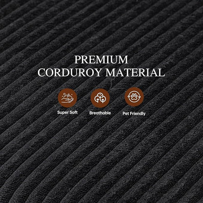 Sectional Couches for Living Room Cloud Couch with Ottoman, Upholstered Boneless Couches Modern Modular L Shaped Couch 3 Seater Sofa, No Assembly, Washable Covers, Black