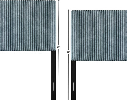 Full Corduroy Velvet Upholstered Adjustable Headboard, Light Blue