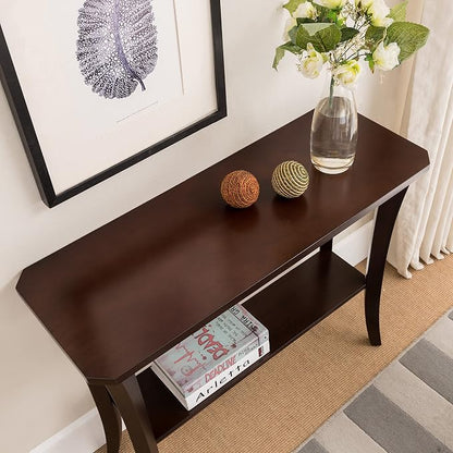 Leick Home Boa Console Table, Solid Wood, Bottom Display Shelf, Narrow Depth, Easy-Assembly, For Living Room/Hallway, Chocolate Cherry, 38.0 in. W x 14.0 in. D x 30.0 in. H, 10332