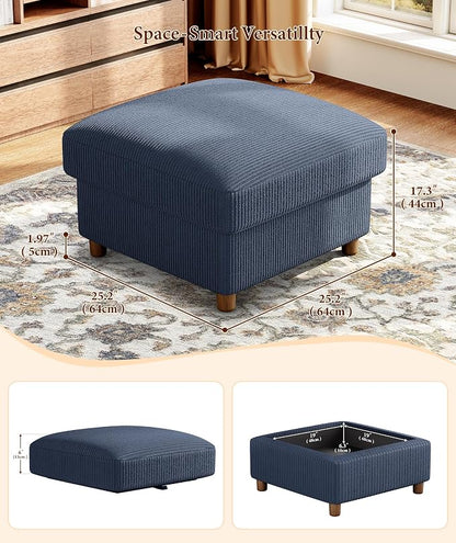 Kidirect 70in L Shaped Couch, Modular Sofa No Tool Assembly, Comfy Sectional Couches for Living Room 21in Deeper Seats, Corduroy Sofas for Living Room with 2 Pillows, Loveseat Sofa Set, Blue Couch