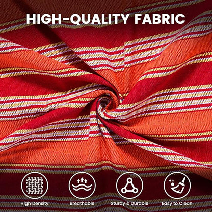 Lazy Daze Hammocks Double Brazilian Cotton Hammock, Extra Large Portable Outdoor Camping Hammock with Tree Straps & Travel Bag for Backyard Patio Poolside Indoor, 550lbs Capacity, Red Stripe