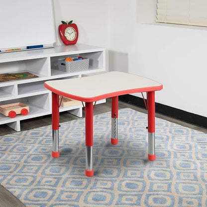 EMMA + OLIVER 21.875x26.625 Red Plastic Height Adjustable Activity Table