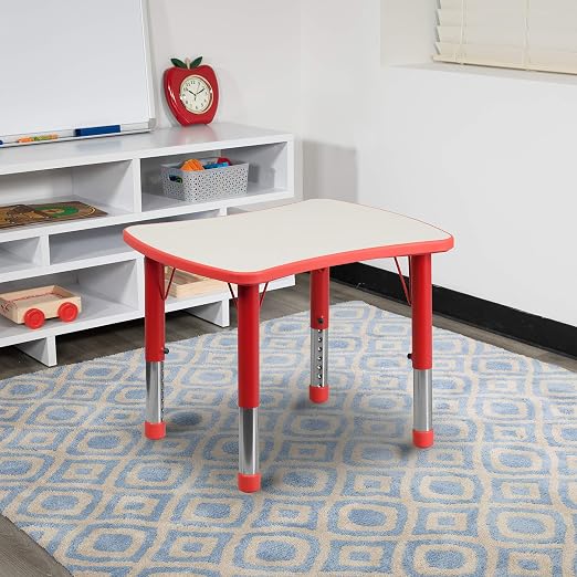EMMA + OLIVER 21.875x26.625 Red Plastic Height Adjustable Activity Table