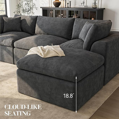 Loveseat Sofa with Ottoman | 72 Inch Modern Boneless Couch for Small Spaces | 2 Seater Small Sofa for Apartment Bedroom Living Room | Dark Grey Love Seat