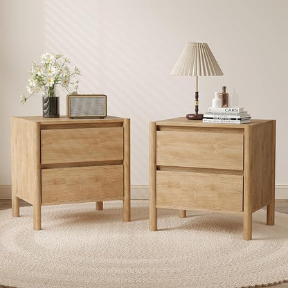 CHUWELL 3-Piece Bedroom Dresser Set-9 Drawer Dresser & 2 Nightstands,63" Wide Oak Dresser and Night Stands with Solid Wood Cylindrical Legs,Rustic Wooden Storage for Bedroom