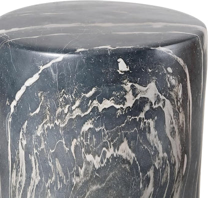 JONATHAN Y Black Marble Polyresin Accent Table, 13" x 16.75" Modern Minimalist Column Side Table, Indoor/Outdoor Faux Marble Pedestal End Table & Plant Stand TBL1101C