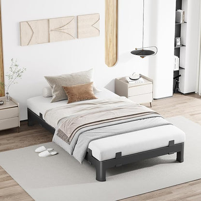MAF 6 Inch Twin XL Metal Platform Bed Frame with Anti-Collision Round Legs, Black 3500 Lbs Heavy Duty Bed Frame Steel Slats Support, No Box Spring Needed, Easy Assembly