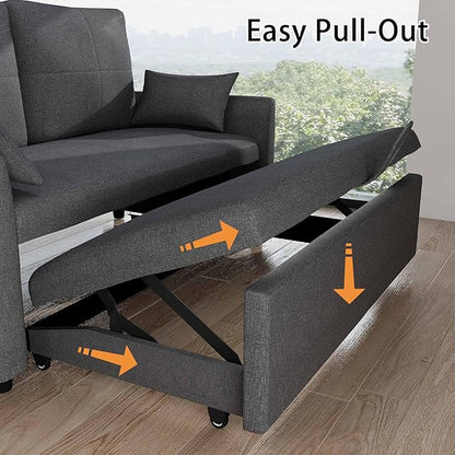 L Shaped Sleeper Sofa Bed with Storage: 81" Grey L Shaped Couch with Pull Out Bed, Queen Size Corner Sectional Couch with Storage Chaise, Convertible Sofa Beds Space Saving