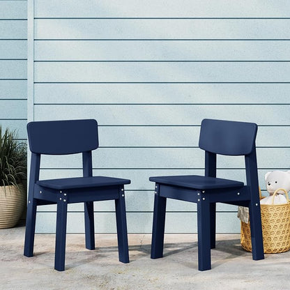 Costaelm Outdoor Kids Dining Chair Set of 2,Step Stool Toddler Chair, Navy Blue