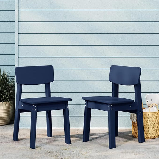 Costaelm Outdoor Kids Dining Chair Set of 2,Step Stool Toddler Chair, Navy Blue