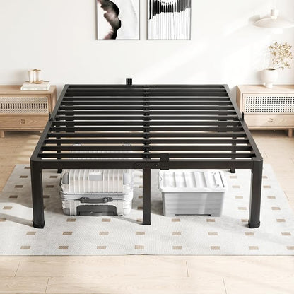 VIPSHOW 12 Inch King Size Bed Frame, 3500Lbs Heavy Duty Metal Platform with Round Corner Legs Mattress Slide Stopper, Steel Slat Support No Box Spring Needed, Noise Free, Non-Slip, Easy Assembly