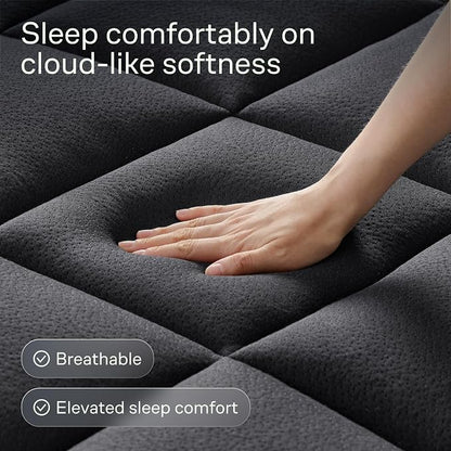 Niagara Sleep Solution Ultra Soft Full Size Mattress Topper - Rayon Derived from Bamboo Pillow Top Mattress Pad for Back Pain Relief - Naturally Cooling for Hot Sleepers, Black