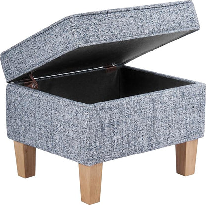 HomePop 22" Medium Tufted Storage Ottoman - Blue Gray Woven Fabric