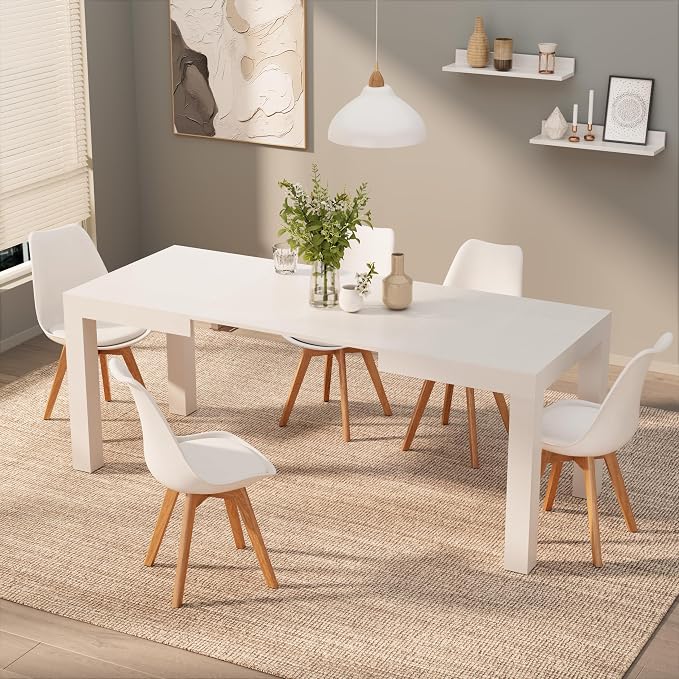 Mobili Fiver, First Extendable Table, 47.2(78.7) x31.5 in, Ashwood White, for 6-8 People, Expandable Dining Table for Kitchen, Living Room, Italian Furniture