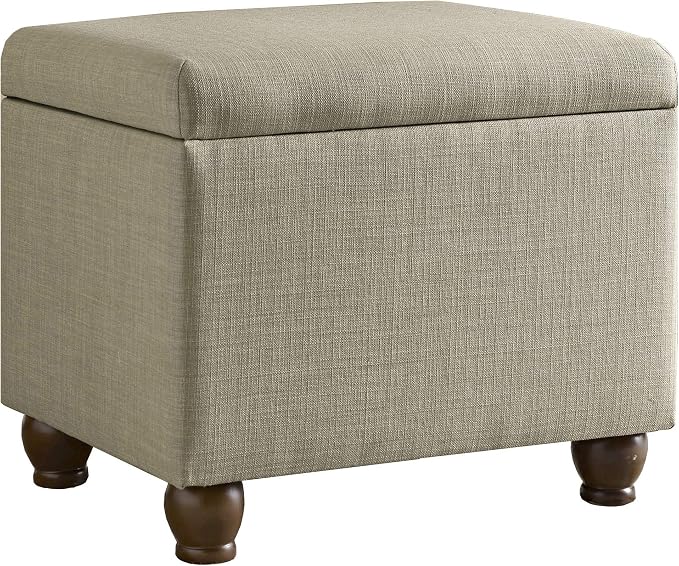 HomePop 22" Medium Rectangular Storage Ottoman - Tan Linen