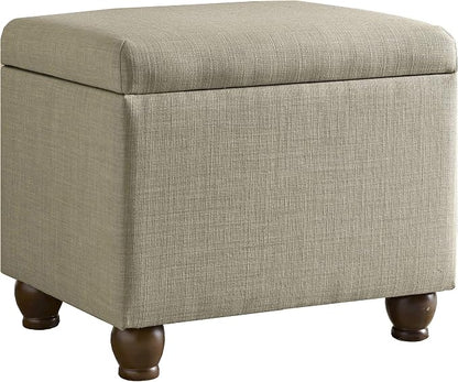 HomePop 22" Medium Rectangular Storage Ottoman - Tan Linen