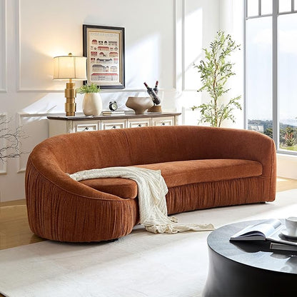 KEIKI 92" Oversized Curved Shaped Upholstered Modular Sectional Sofa, Modern 4-Seater Couch with Seat Cushions and Ergonomic Backrest, No Assembly Required, for Apartment, Living Room, Orange