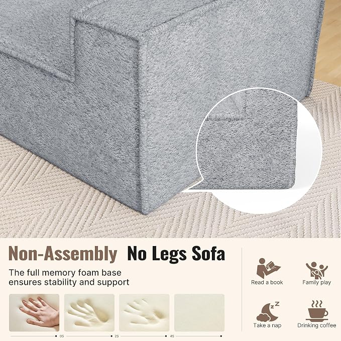 77'' Modern Cloud Loveseat Sofa in Chenille, Deep Seat Boneless Couches Includes 2 pcs Pillows for Living Room, Bedroom, Apartment(Gray)