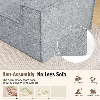 77'' Modern Cloud Loveseat Sofa in Chenille, Deep Seat Boneless Couches Includes 2 pcs Pillows for Living Room, Bedroom, Apartment(Gray)