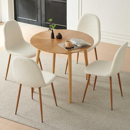 Teddy Fleece Dining Chairs Set of 4 - Modern Upholstered Chairs with Metal Legs for Living, Bedroom,Dining Room - White Dining Chairs Set for 4